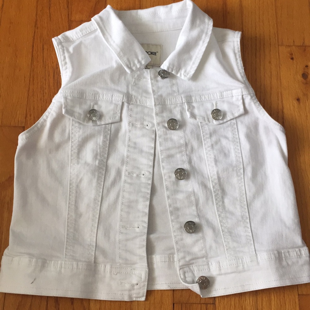 Girls white denim vest. Fits like adult xs